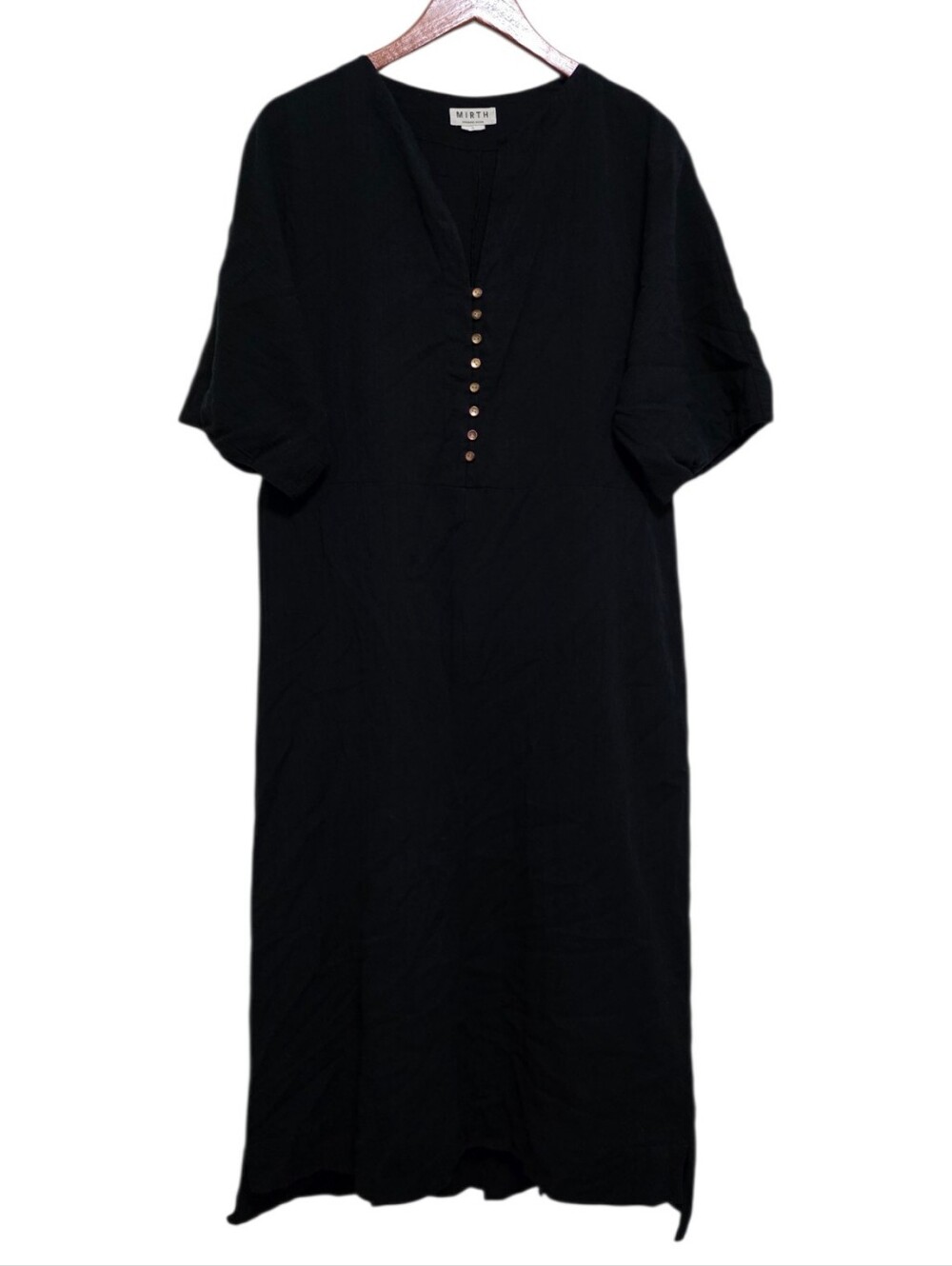 Mirth Handmade Edition Puff Sleeve Midi Dress in Black Size Large